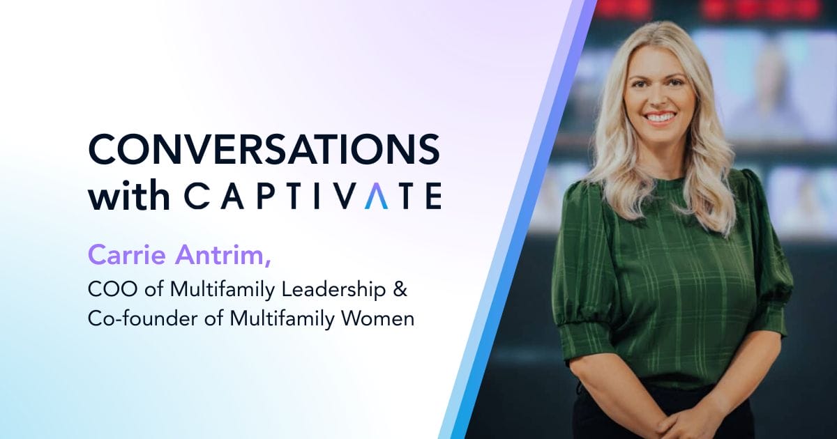 Promotional image for Conversations with Captivate featuring COO and co-founder of Multifamily Women.