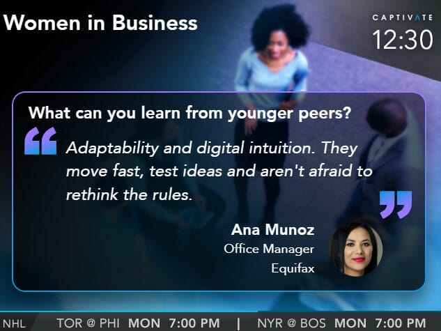 "Quote by Ana Munoz on learning from younger peers about adaptability and digital intuition in business."