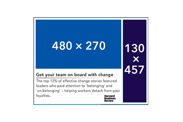 A graphic showing a comparison of two image dimensions, 480x270 and 130x457, with a business-themed text overlay.