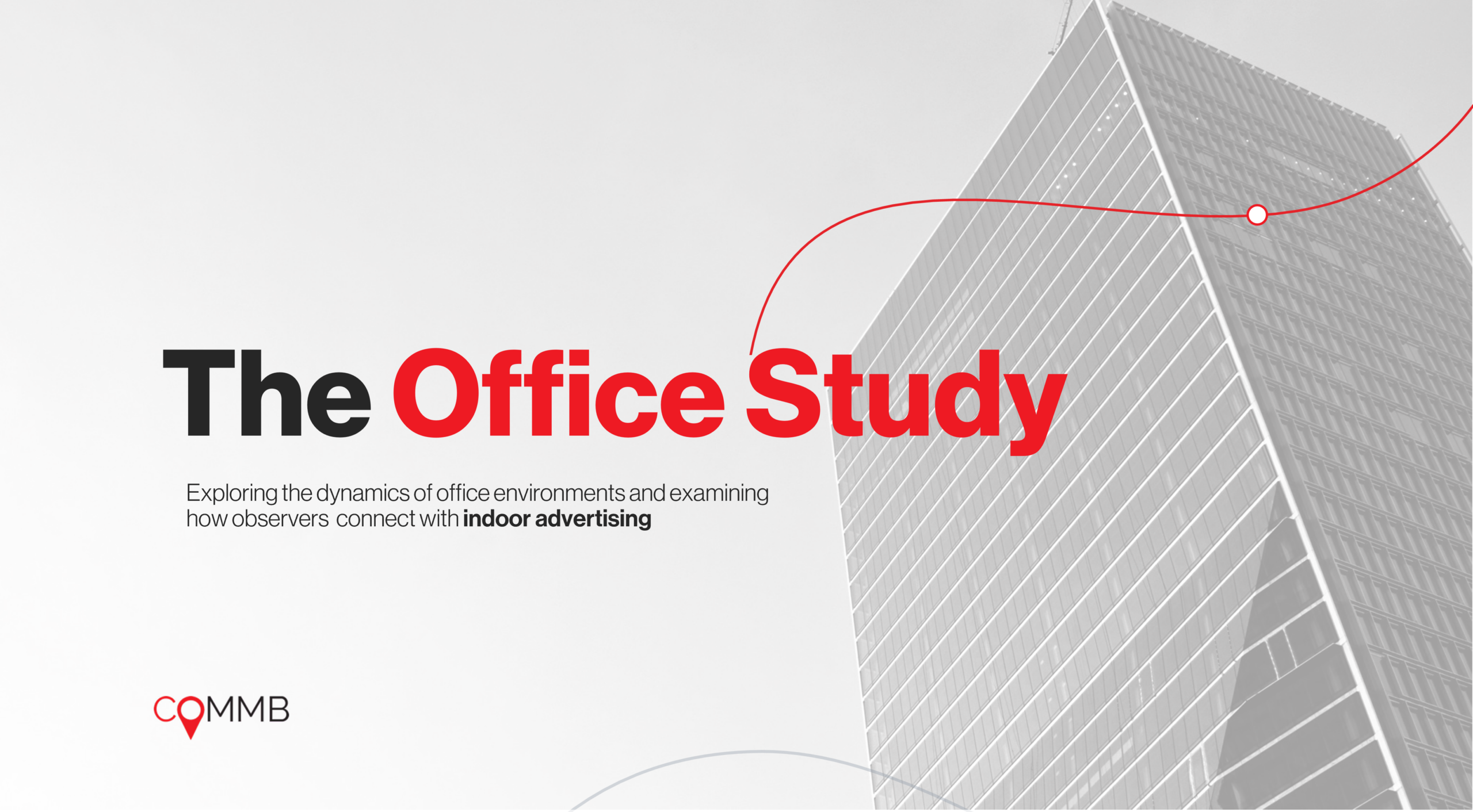 The Office Study text over a grayscale image of a modern office building with red accents.