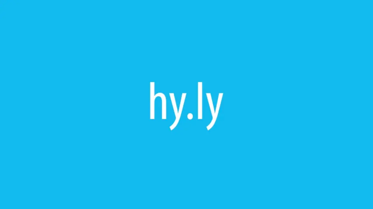 blue background with white text displaying "hy.ly"