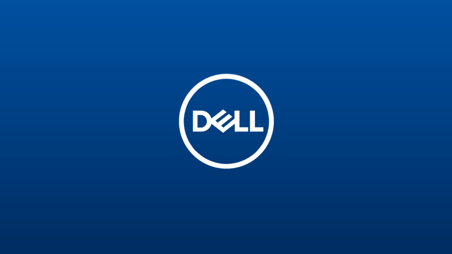 Dell logo on a blue gradient background.