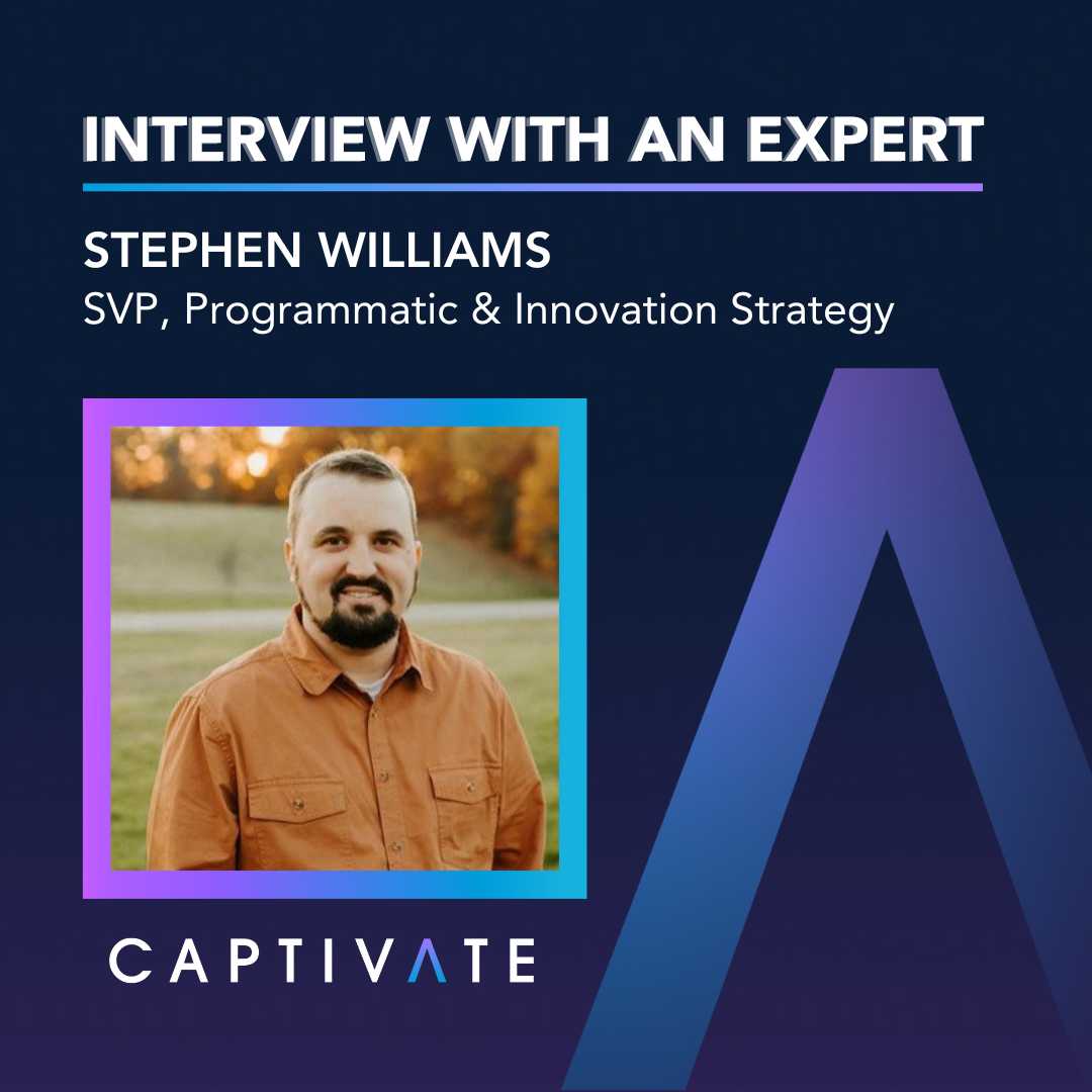 Interview with expert, Stephen Williams, SVP Programmatic & Innovation Strategy, portrait with autumn background.