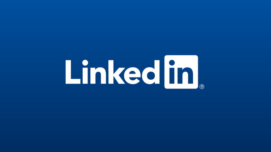 LinkedIn logo with white text on a blue background