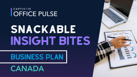 Office Pulse Snackable Insight Bites: Business Plan Canada with person reviewing charts near a laptop.