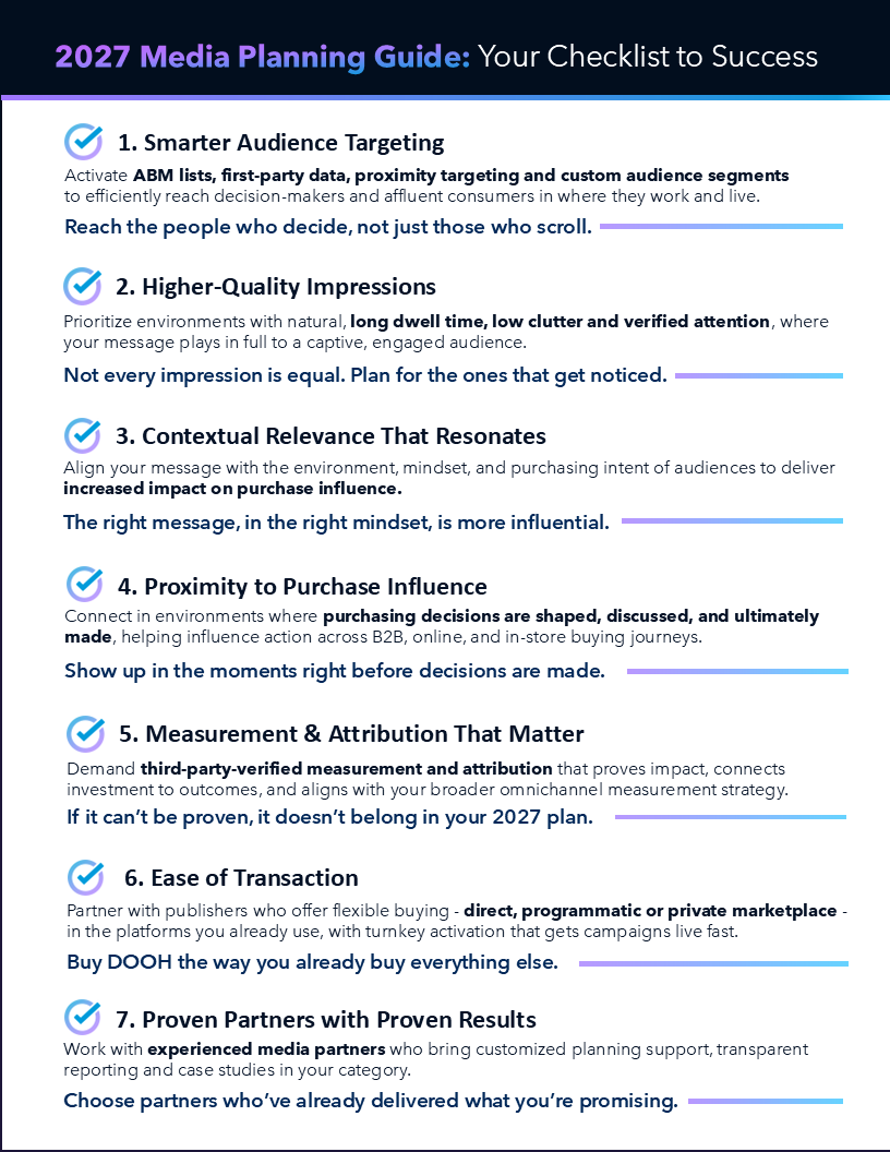A checklist for successful media planning in 2027 with strategies like smarter targeting and contextual relevance.